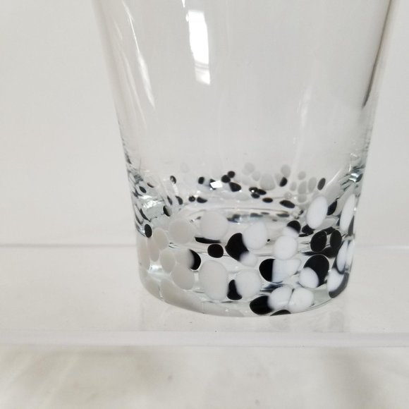 Hand Blown Rock Glass Speckled Dot Black White - Picture 4 of 7